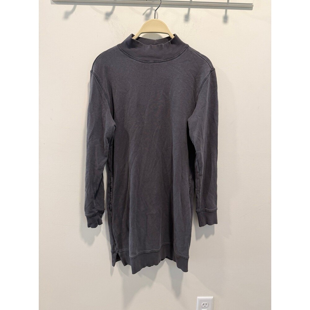 Toad&Co Epiq Mock Neck Dress Organic Cotton Hemp Blend - Gray - Small